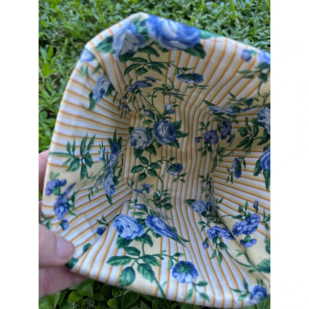 Longaberger Basket Set 4pc Tissue & Hanging Baskets Blue Floral Liners 1999-2000